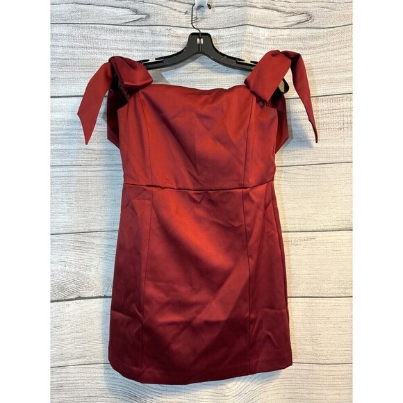 NWT Loft Off-Shoulder Red Dress With Bow Detail Size 6 - Picture 1 of 4